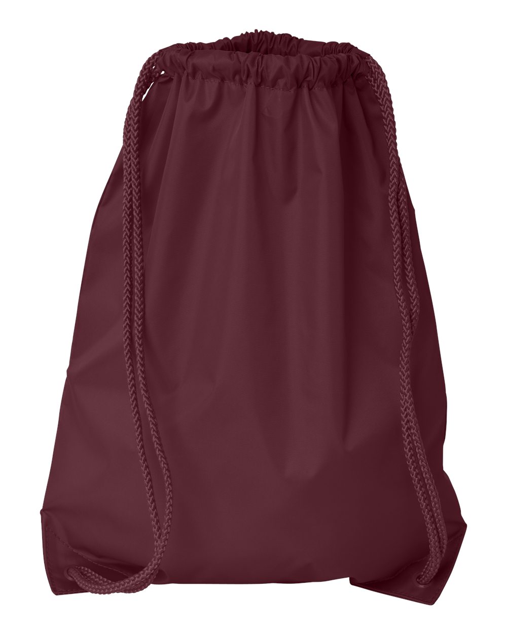 Front View of Maroon Drawstring Pack with DUROcord - 8881