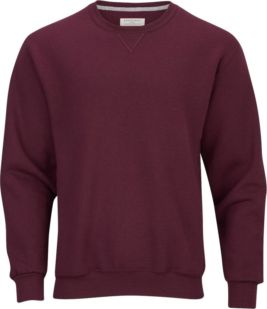 Front View of Maroon Fleece Crew Pullover - BM5101