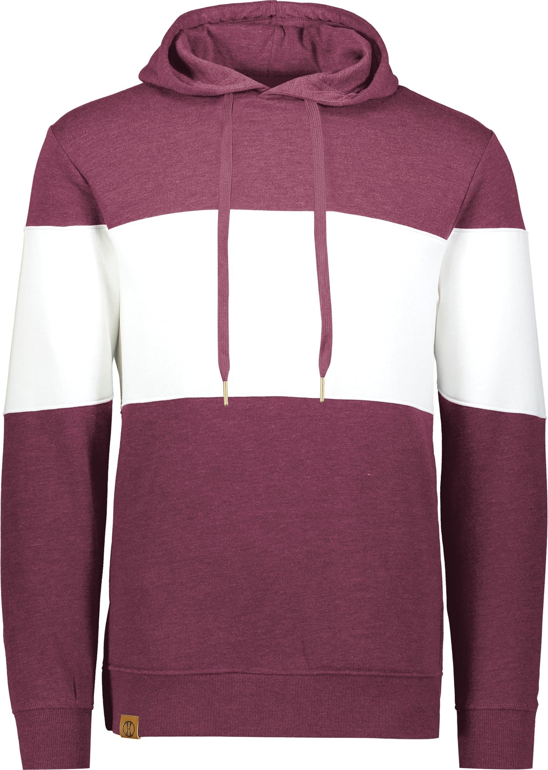 Front View of MAROON HEATHER/WHITE ALL-AMERICAN HOODIE