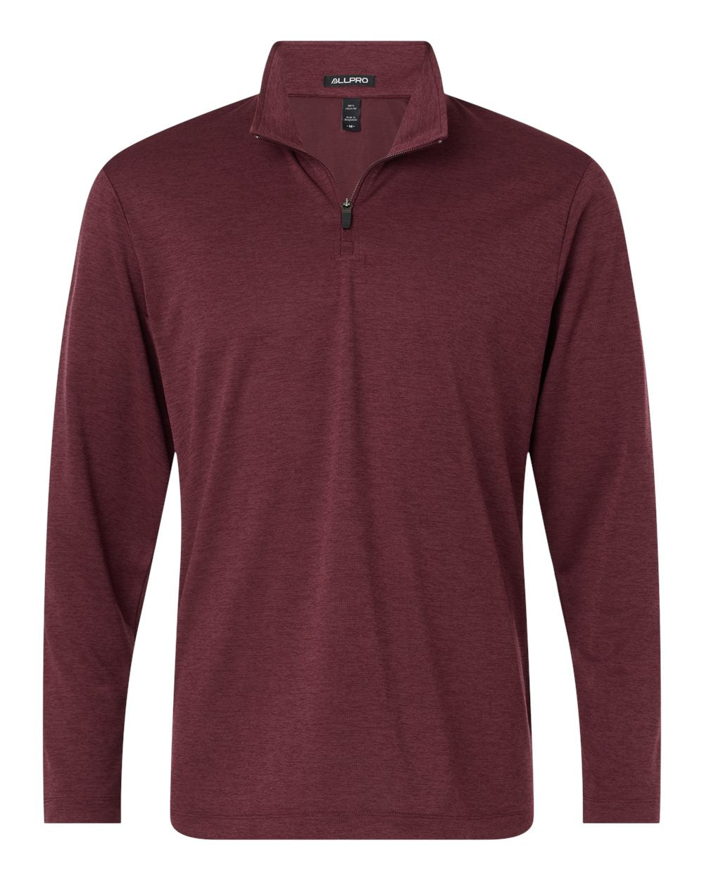 Front View of Maroon Melange Performance Mélange Quarter-Zip Pullover - 4HM700