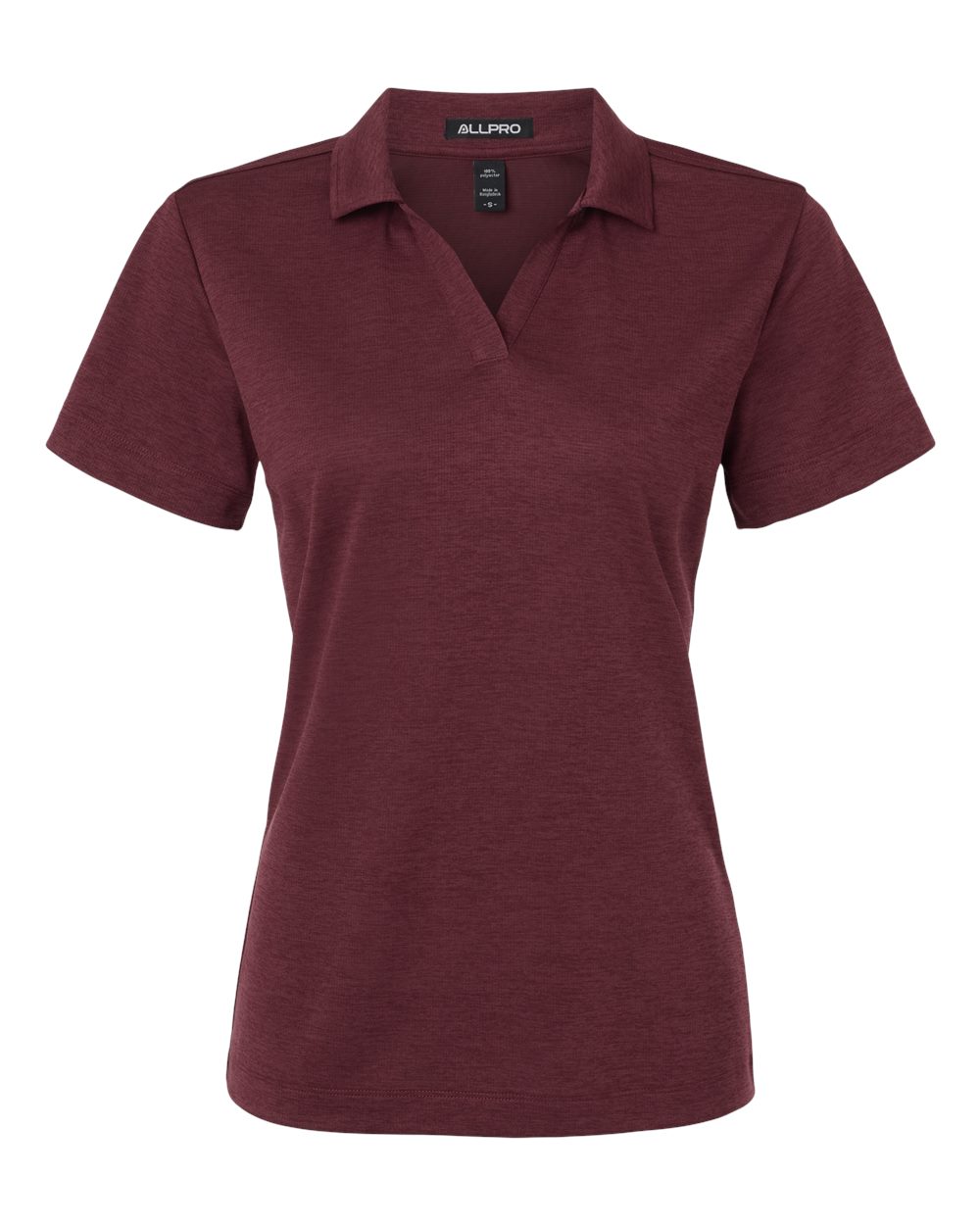 Front View of Maroon Melange Women&#39;s Performance Mélange Polo - 4HM00L