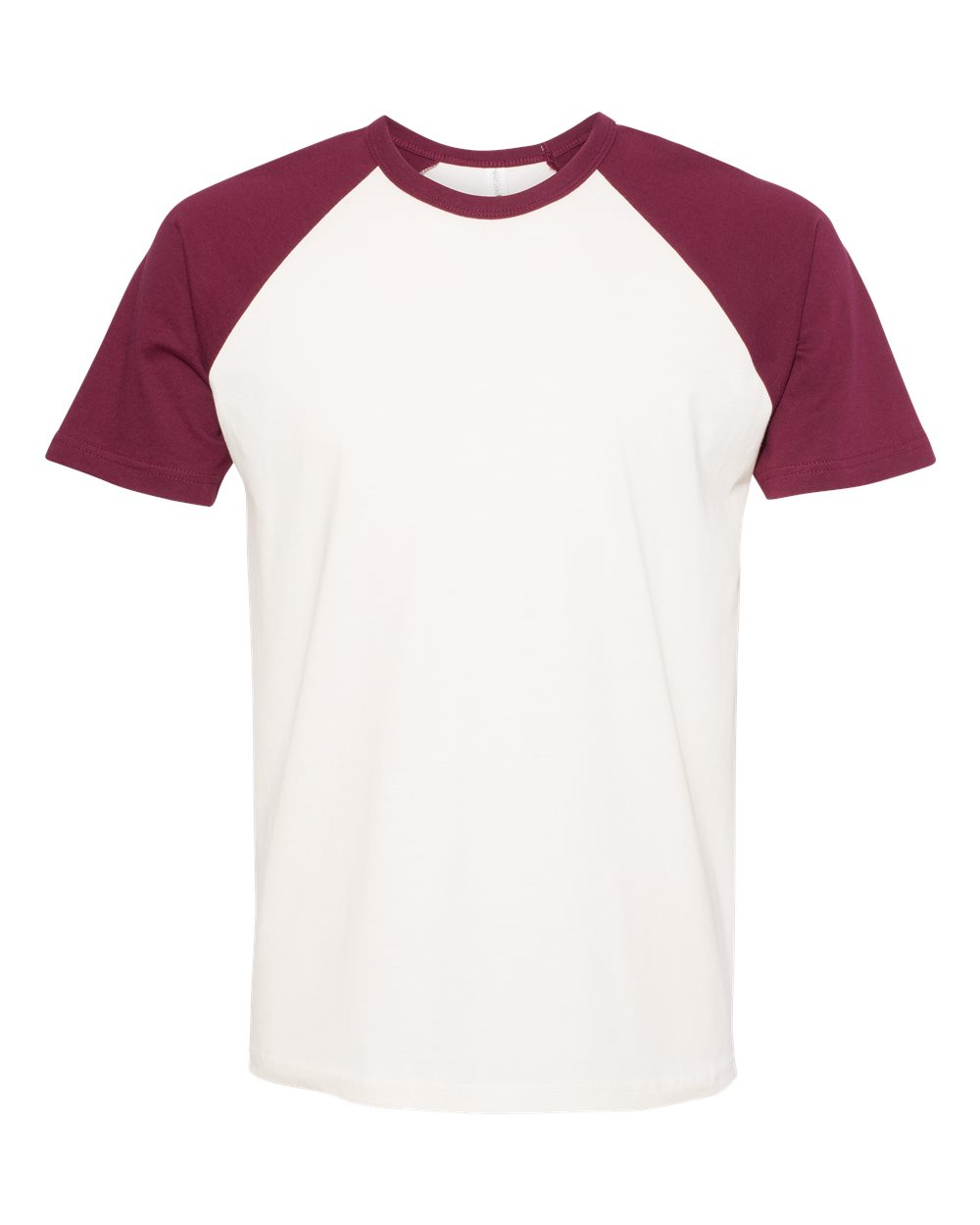 Front View of Maroon/ Natural Cotton Raglan T-Shirt - 3650