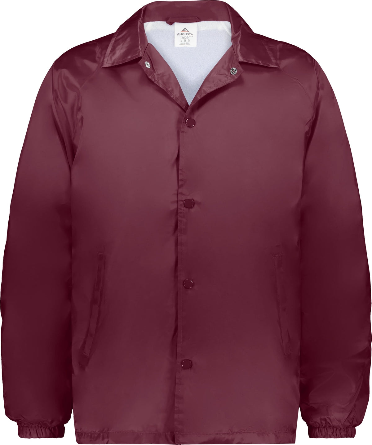 Front View of MAROON NYLON COACH S JACKET/LINED
