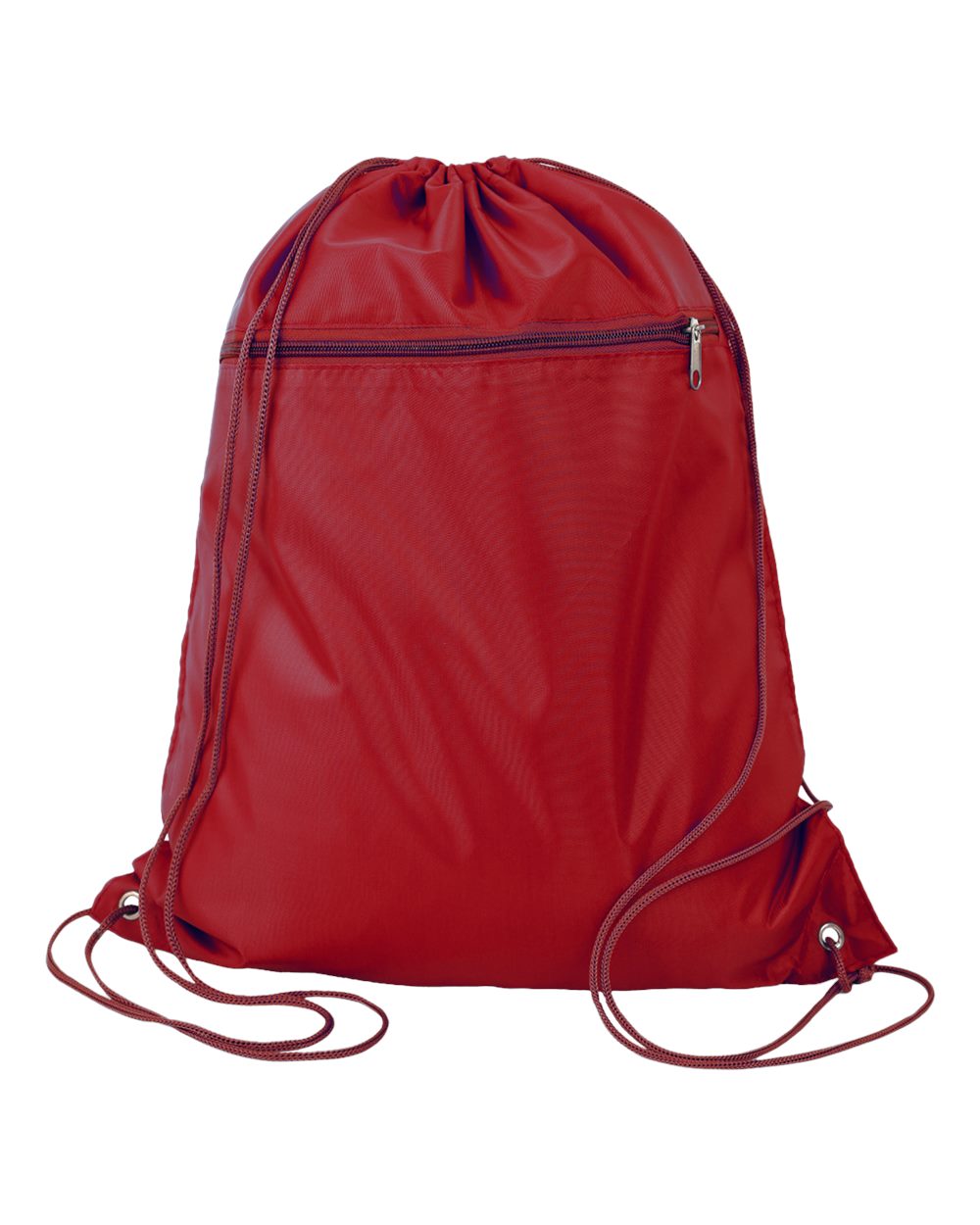 Front View of Maroon Polyester Cinchpack - Q135200