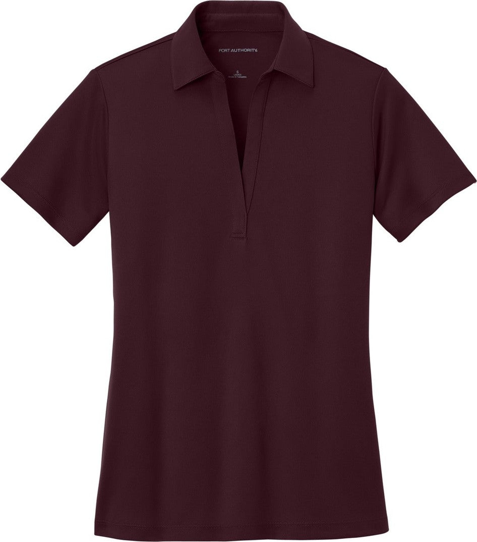 Front View of Maroon Port Authority Women's Silk Touch Performance Polo. L540