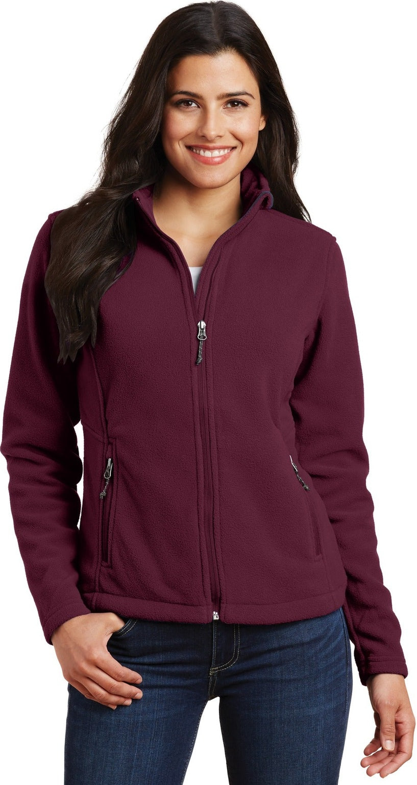 Front View of Maroon Port Authority Women's Value Fleece Jacket. L217