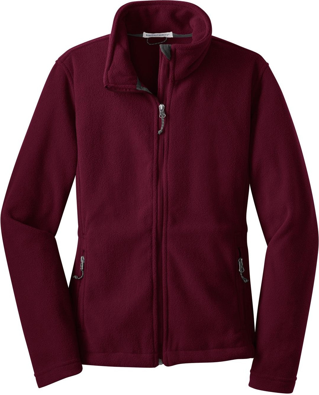 Front View of Maroon Port Authority Women's Value Fleece Jacket. L217