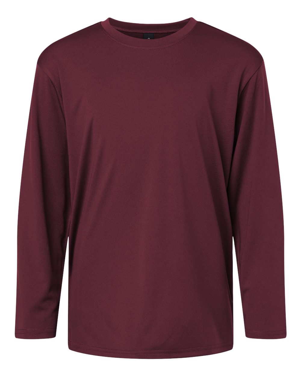 Front View of Maroon Pro-Lock Youth Performance Long Sleeve T-Shirt - 48400Y