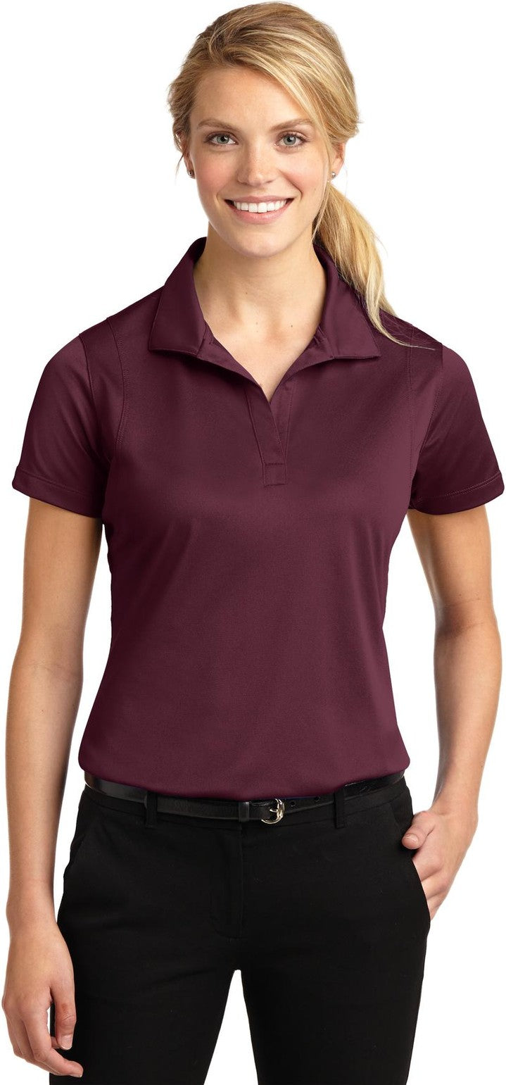 Front View of Maroon Sport-Tek Women's Micropique Sport-Wick Polo. LST650