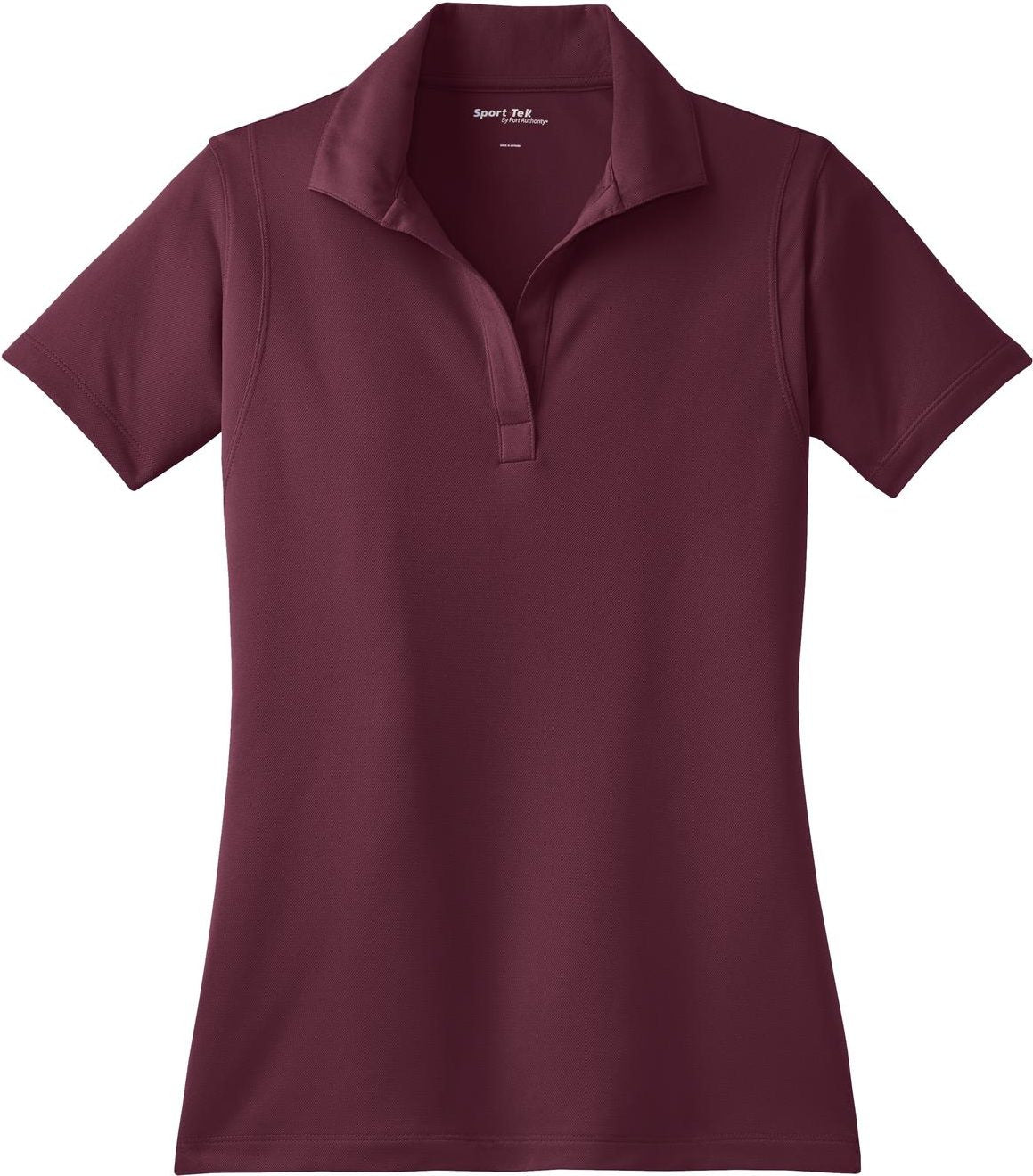 Front View of Maroon Sport-Tek Women's Micropique Sport-Wick Polo. LST650