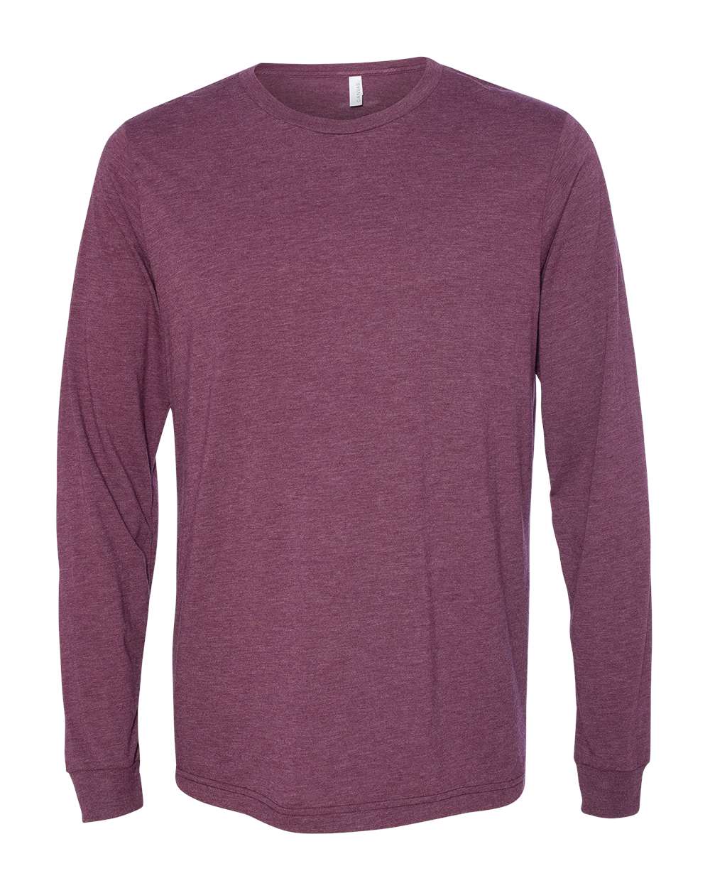 Front View of Maroon Triblend Triblend Long Sleeve Tee - 3513