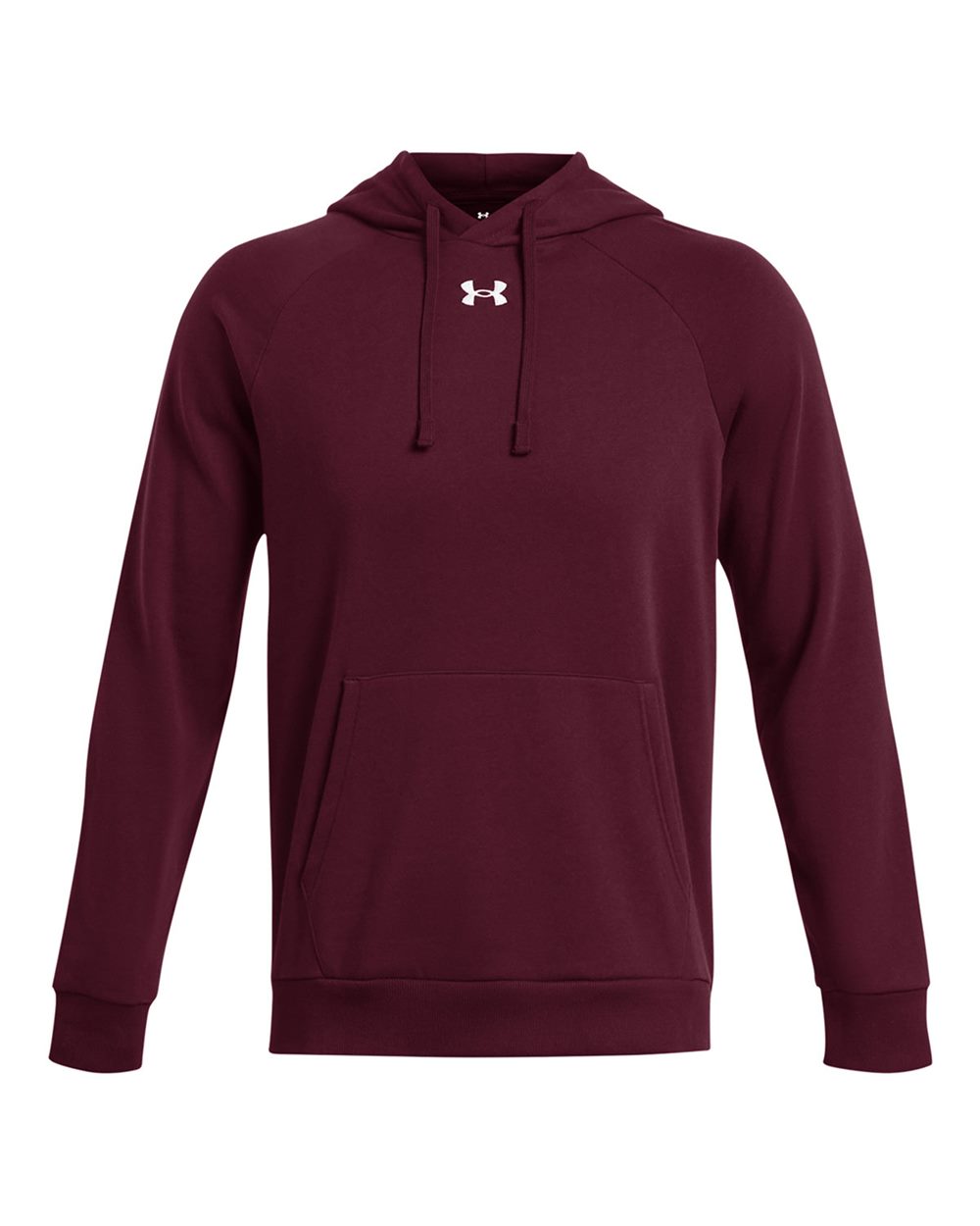 Front View of Maroon/ White Rival Fleece Hooded Sweatshirt - 1379757 plain
