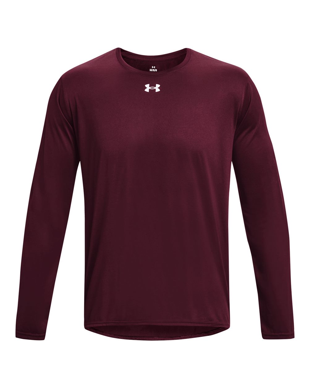 Front View of Maroon/ White Team Tech™ Long Sleeve T-Shirt - 1376843 plain