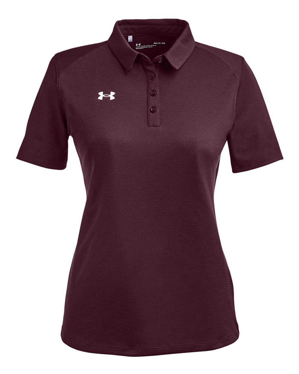 Front View of Maroon/ White Women's Tech™ Polo - 1370431 plain