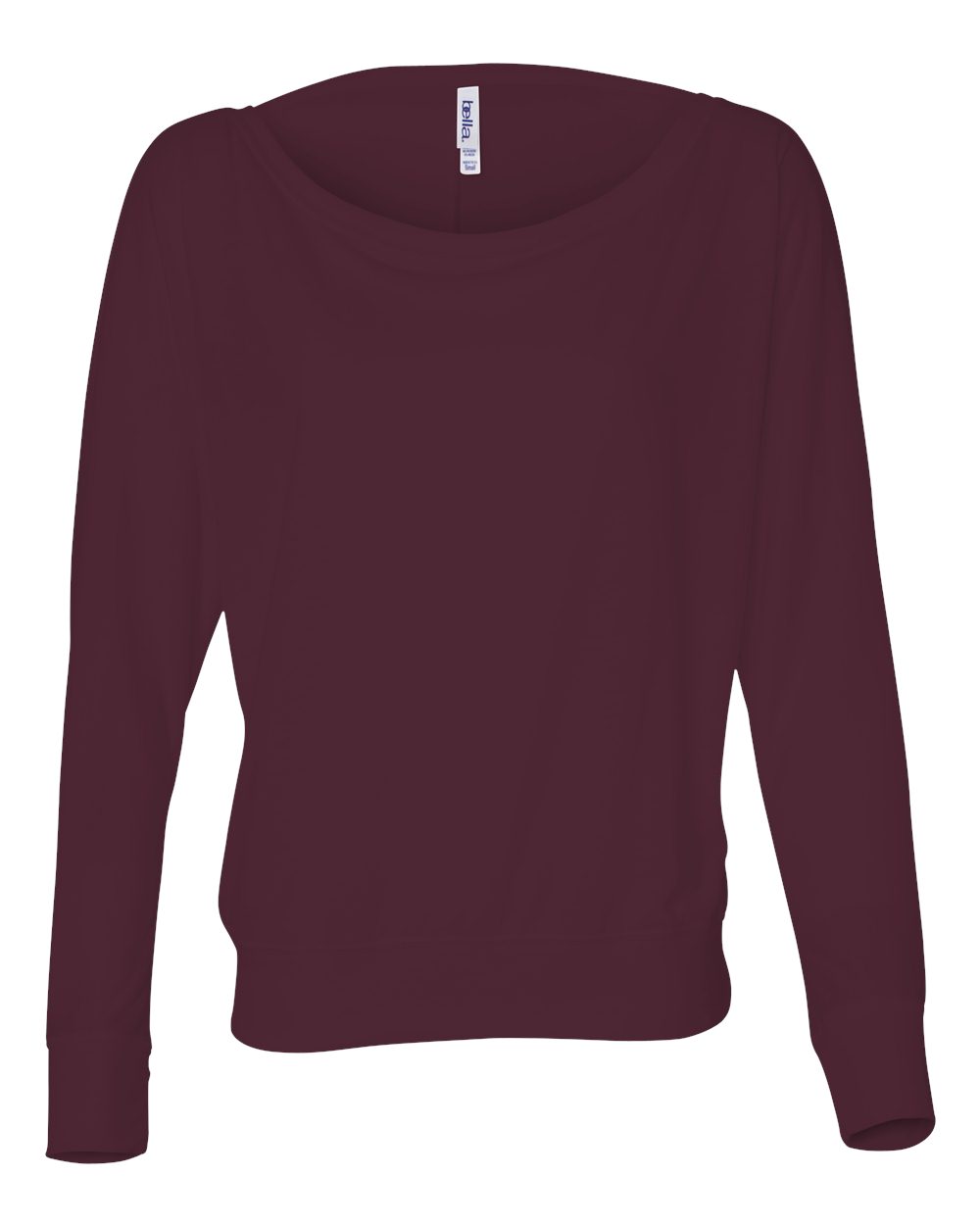 Maroon Women’s Flowy Off Shoulder Long Sleeve Tee - 8850