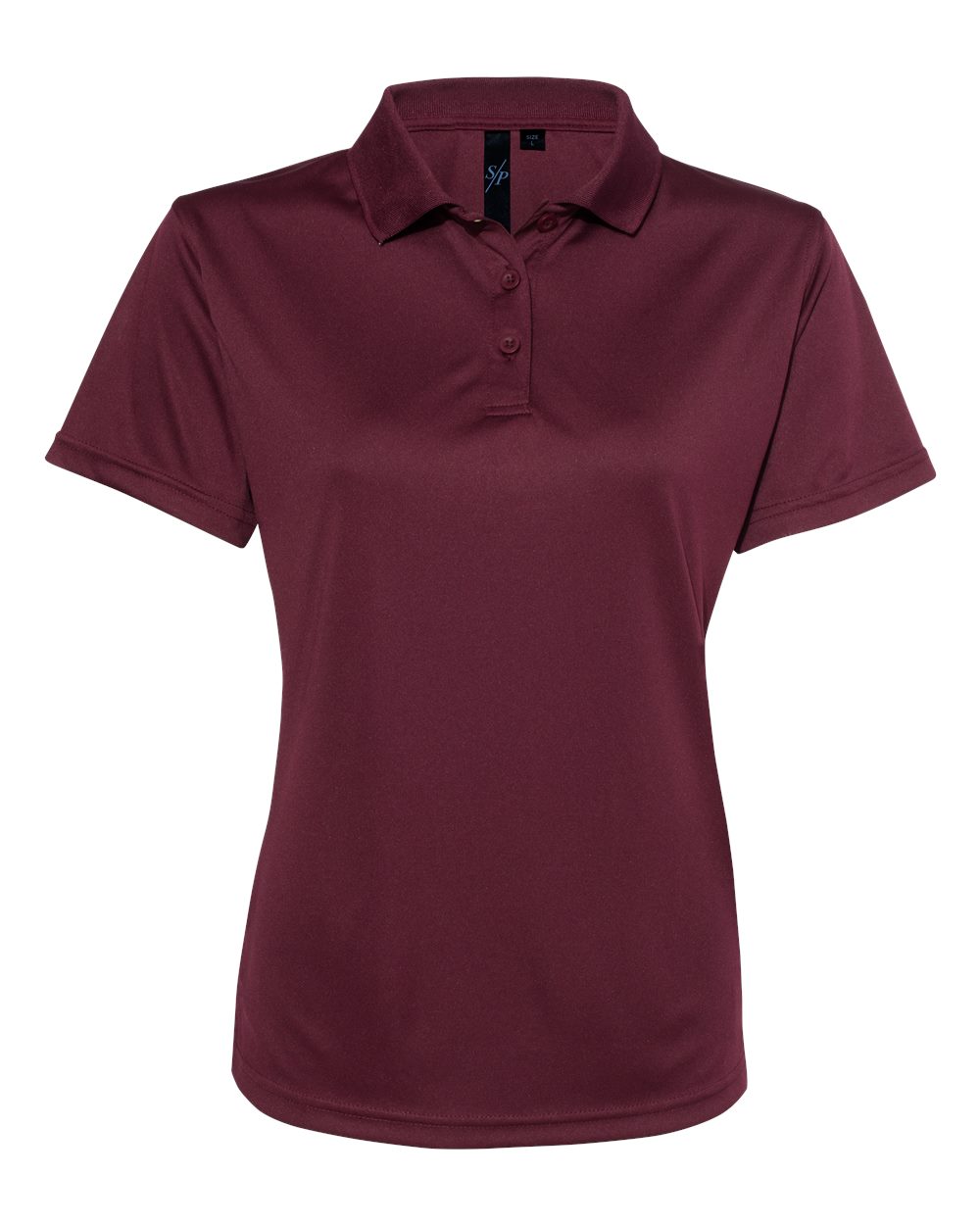 Front View of Maroon Women's Value Polyester Polo - 5100