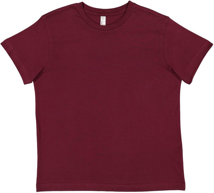 Front View of Maroon Youth Fine Jersey Tee - 6101
