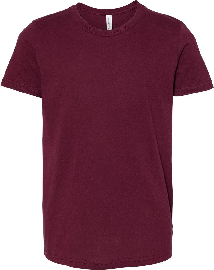 Front View of Maroon Youth Jersey Tee - 3001Y