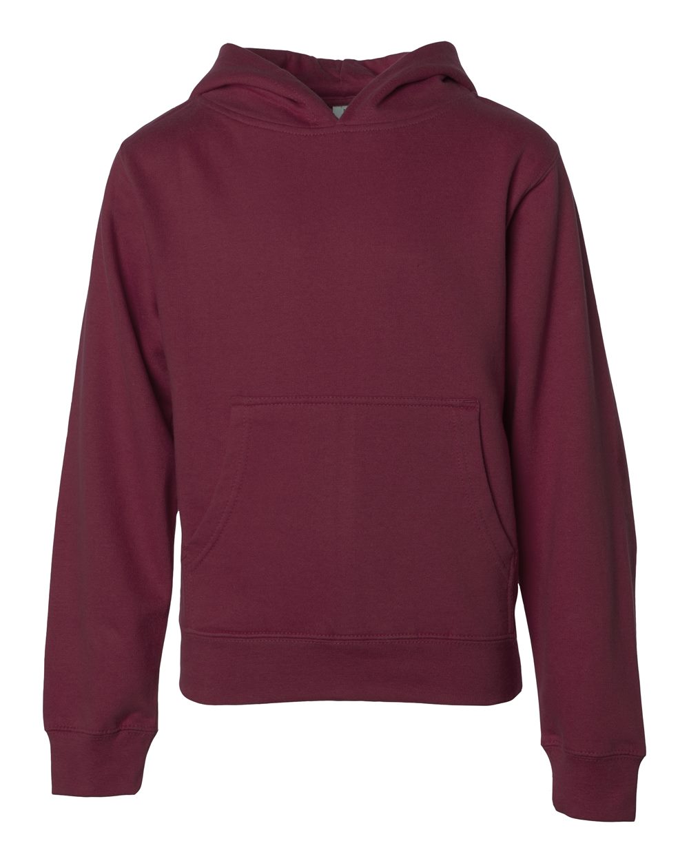 Front View of Maroon Youth Midweight Hooded Sweatshirt - SS4001Y
