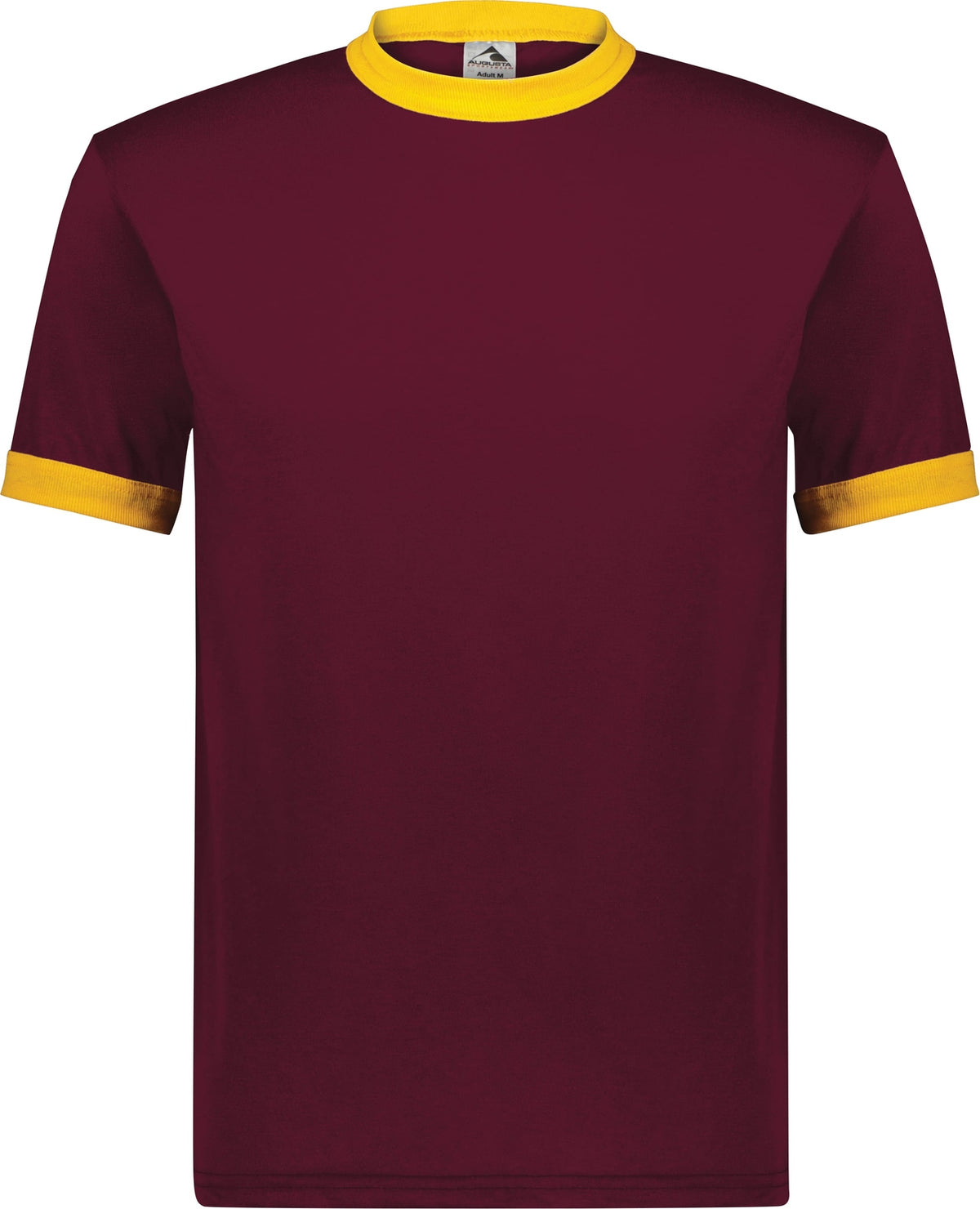 Front View of MAROON/GOLD ADULT RINGER T-SHIRT