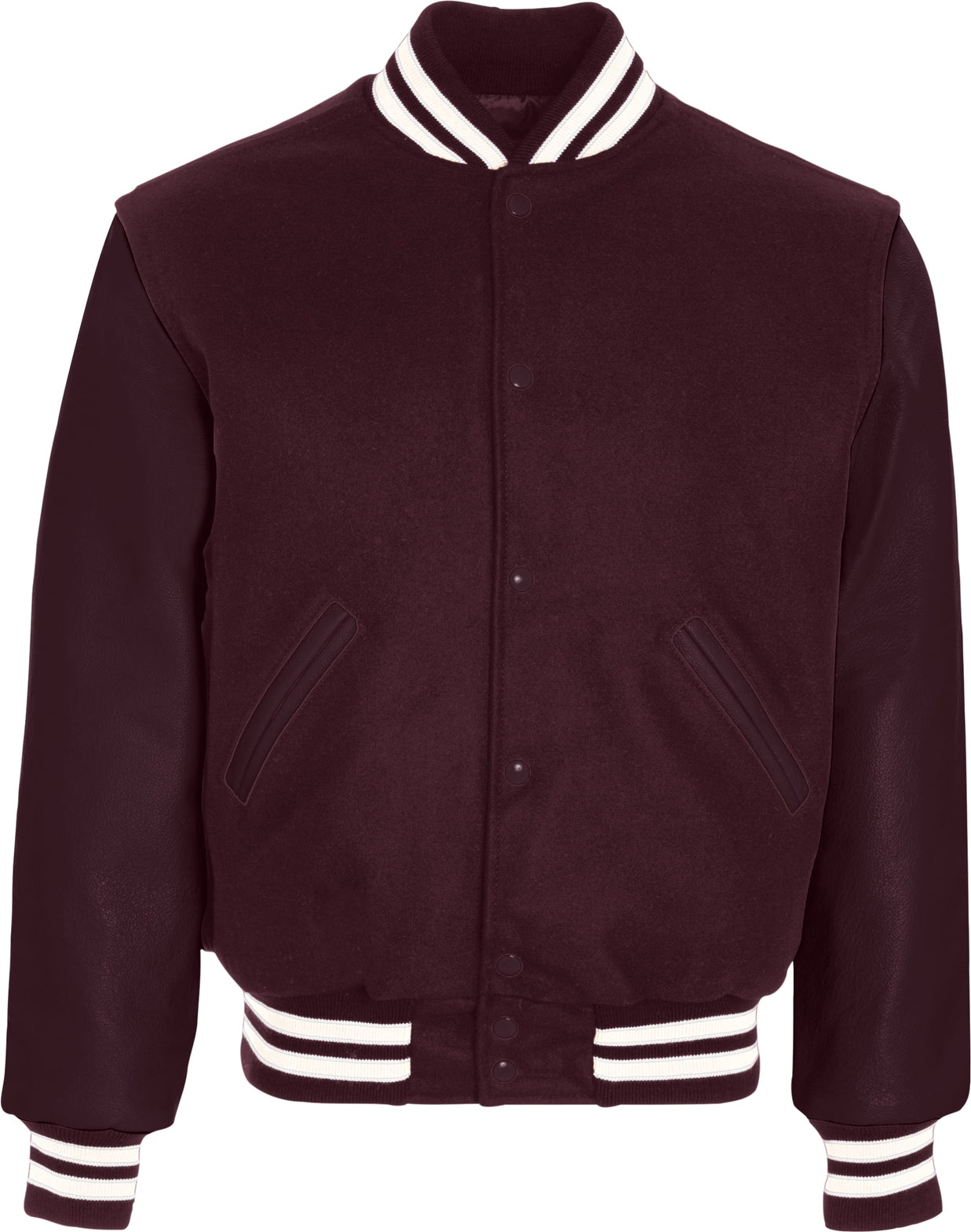 MAROON/MAROON/WHITE VARSITY WOOL JACKET