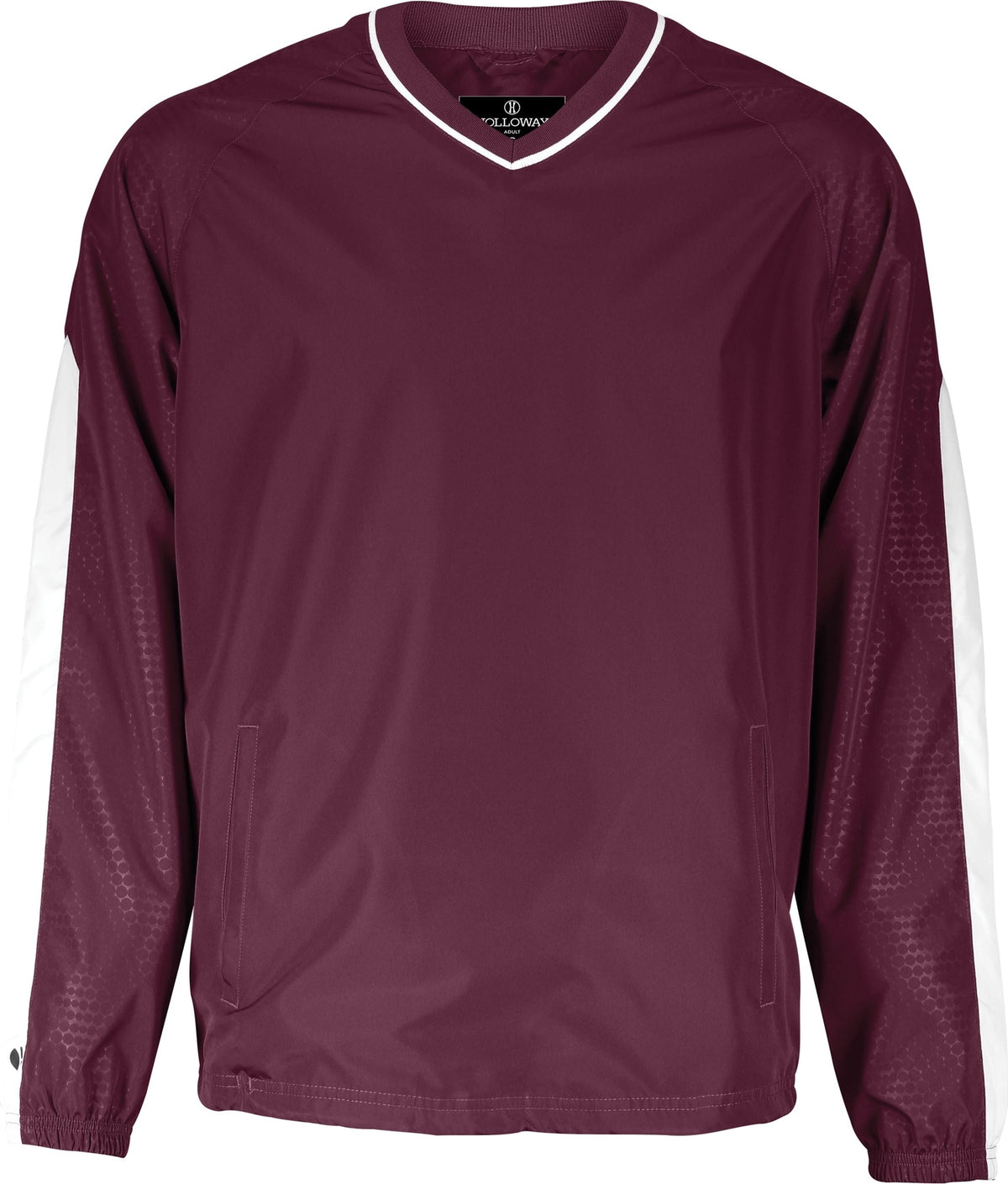 Front View of MAROON/WHITE BIONIC PULLOVER WINDSHIRT