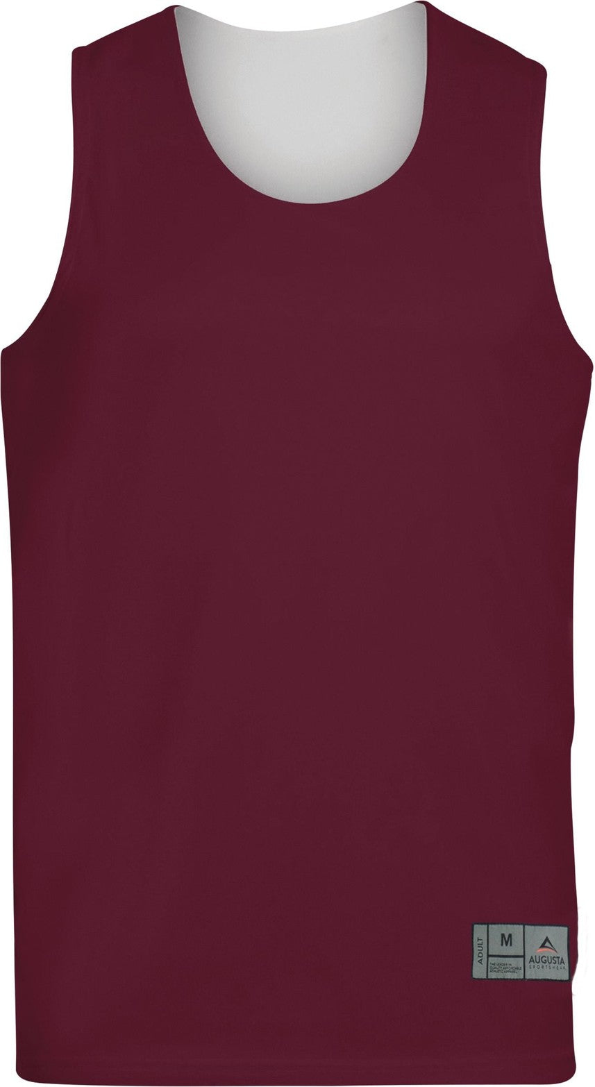 Front View of MAROON/WHITE REVERSIBLE WICKING TANK