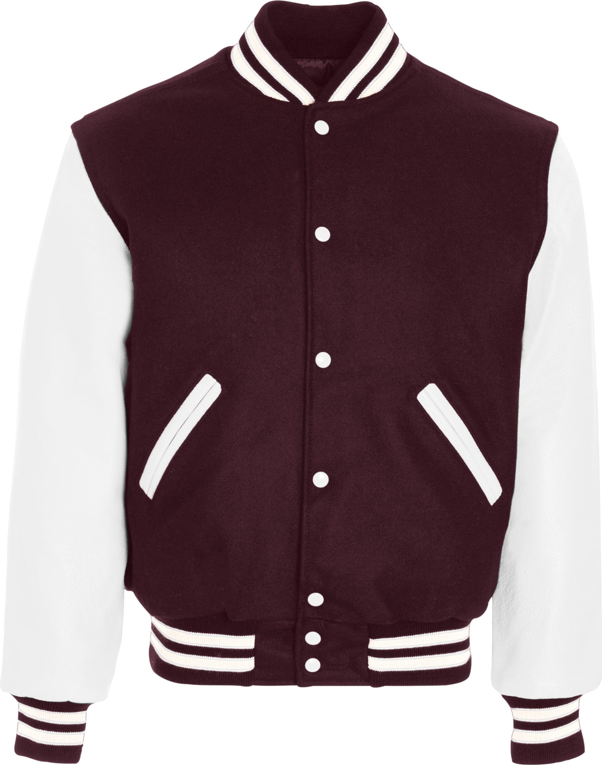 MAROON/WHITE VARSITY WOOL JACKET
