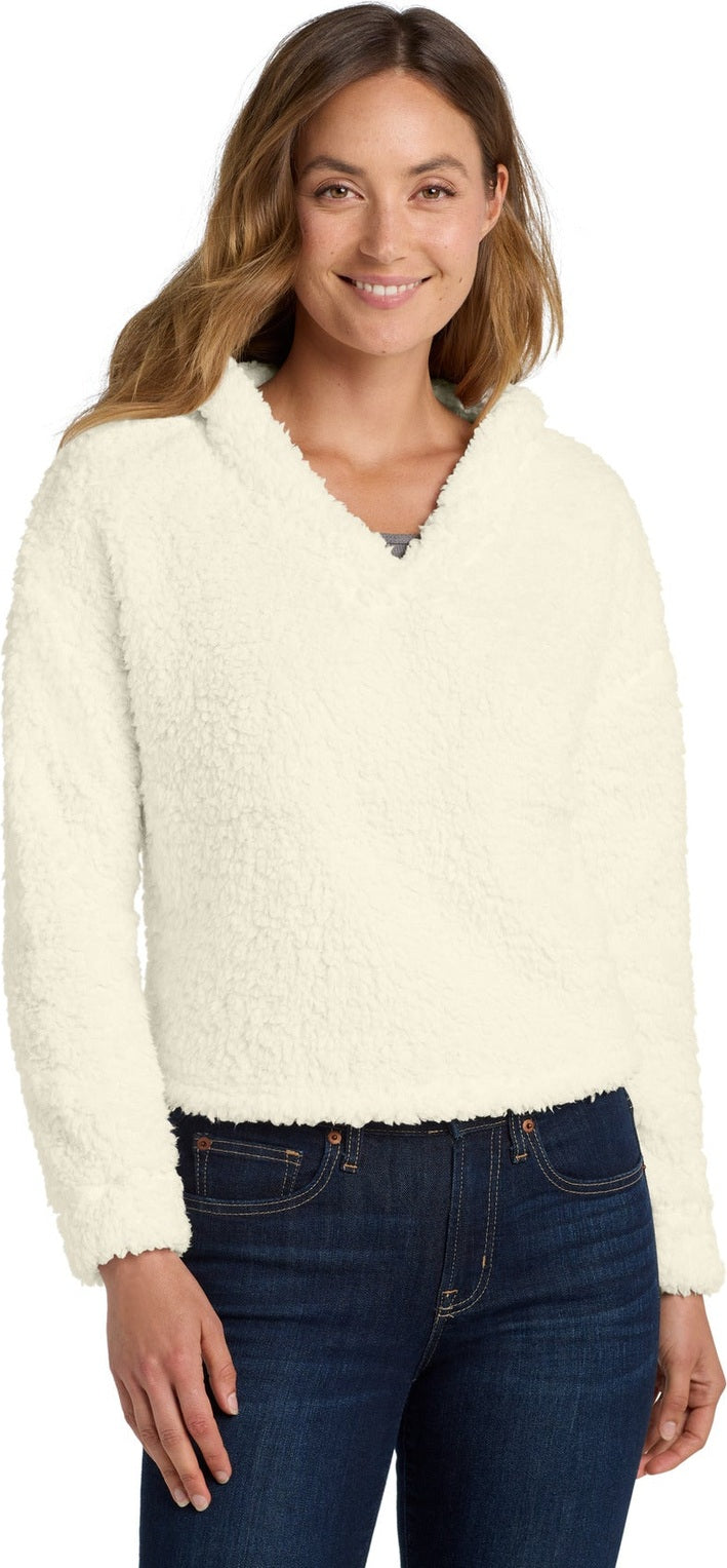 Front View of Marshmallow Port Authority Women's Cozy Fleece Hoodie. L132