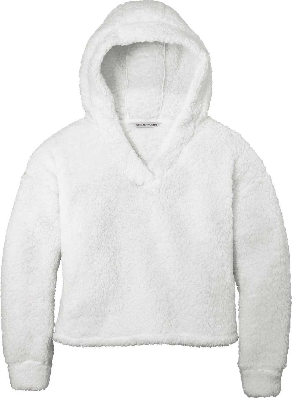 Front View of Marshmallow Port Authority Women's Cozy Fleece Hoodie. L132