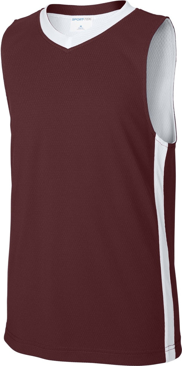 Front View of Mar/White Sport-Tek Youth Rival Basketball Rev Jersey YST900
