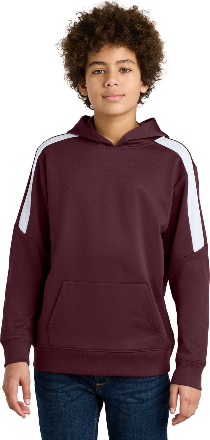 Front View of Mar/White Sport-Tek Youth Sport-Wick Fleece United Pullover Hoodie YST255