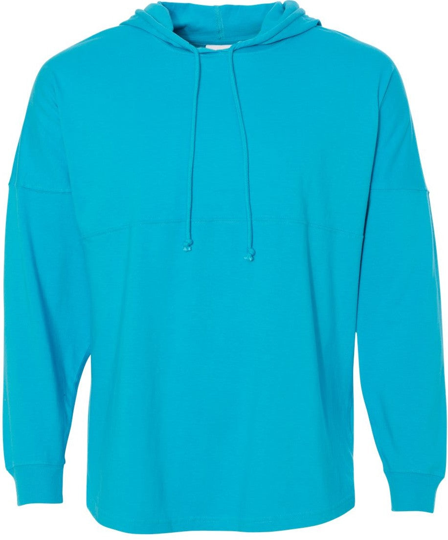 Front View of Maui Blue Hooded Game Day Jersey T-Shirt - 8228