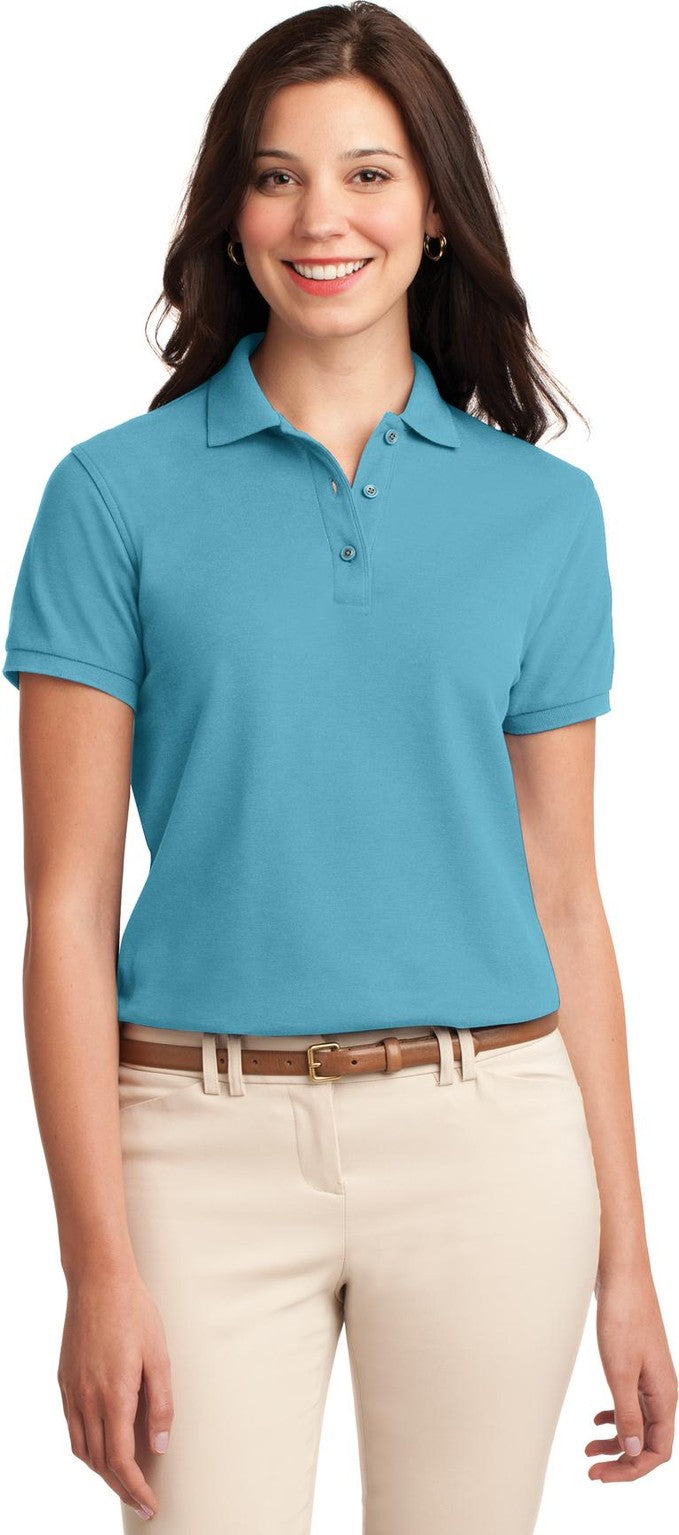 Front View of Maui Blue Port Authority Women's Silk Touch Polo. L500