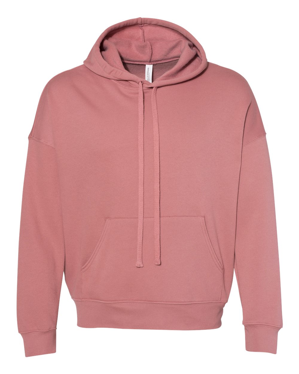 Front View of Mauve Sponge Fleece Drop Shoulder Hoodie - 3729