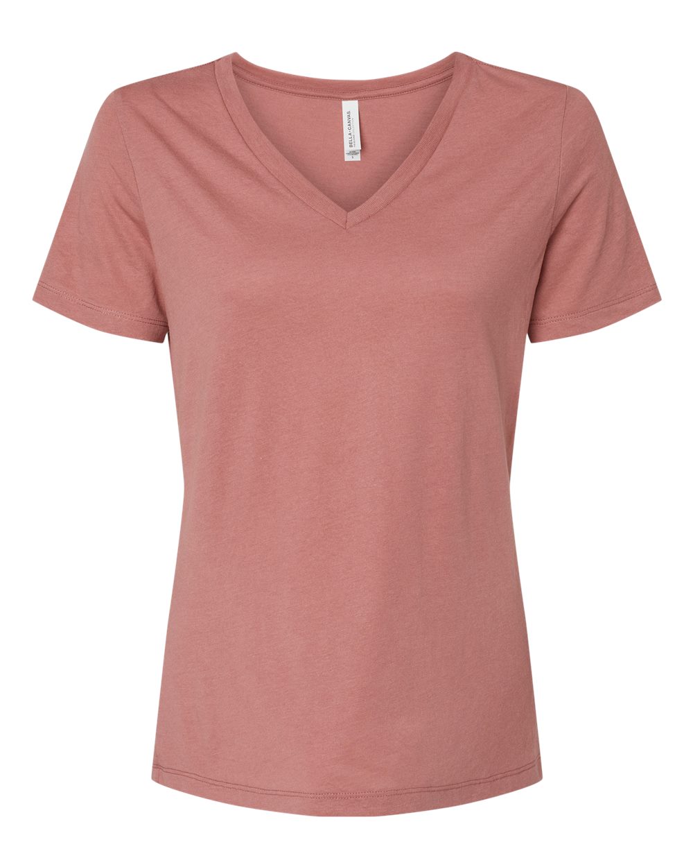 Front View of Mauve Triblend Women's Relaxed Triblend Short Sleeve V-Neck Tee - 6415