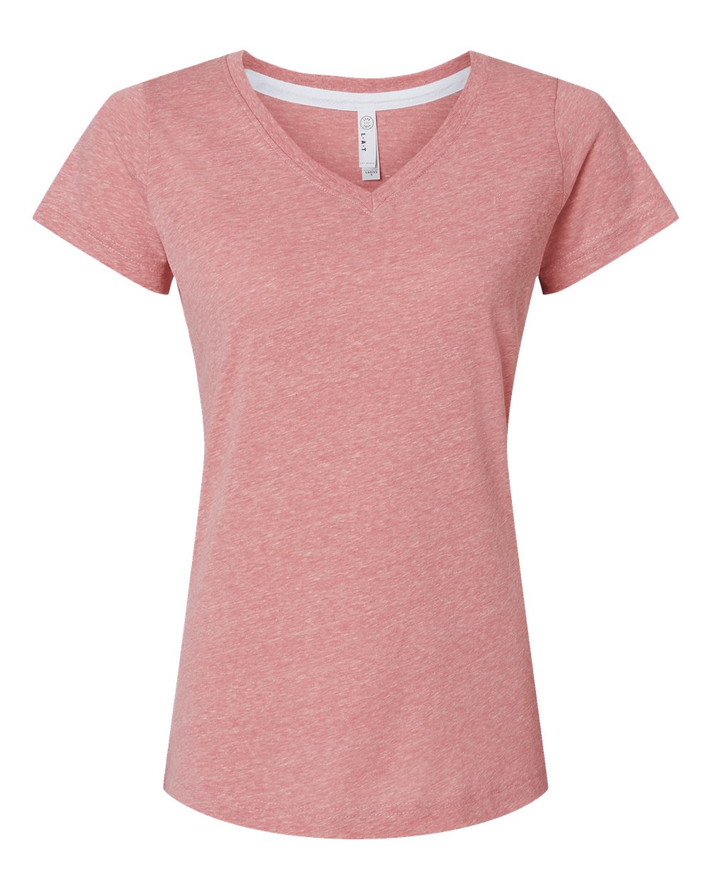 Front View of Mauvelous Melange Women's Harborside Mélange V-Neck Tee - 3591