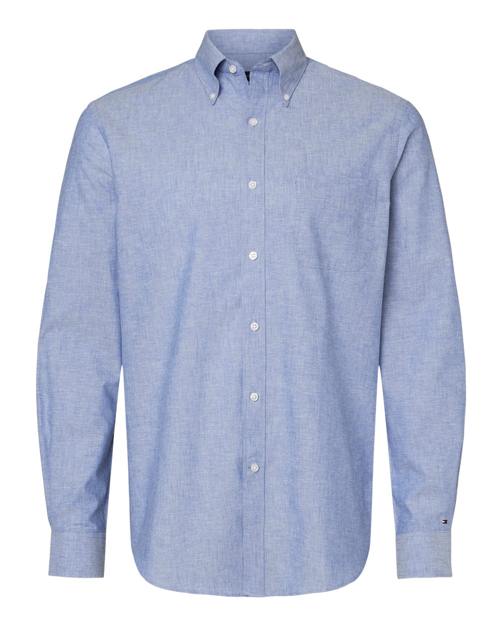 Front View of Mazarine Blue Cotton/Linen Shirt - 13TH107