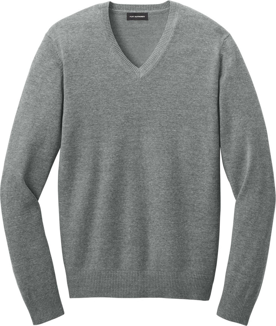 Front View of MdHtGrey Port Authority Easy Care V-Neck Sweater SW2850