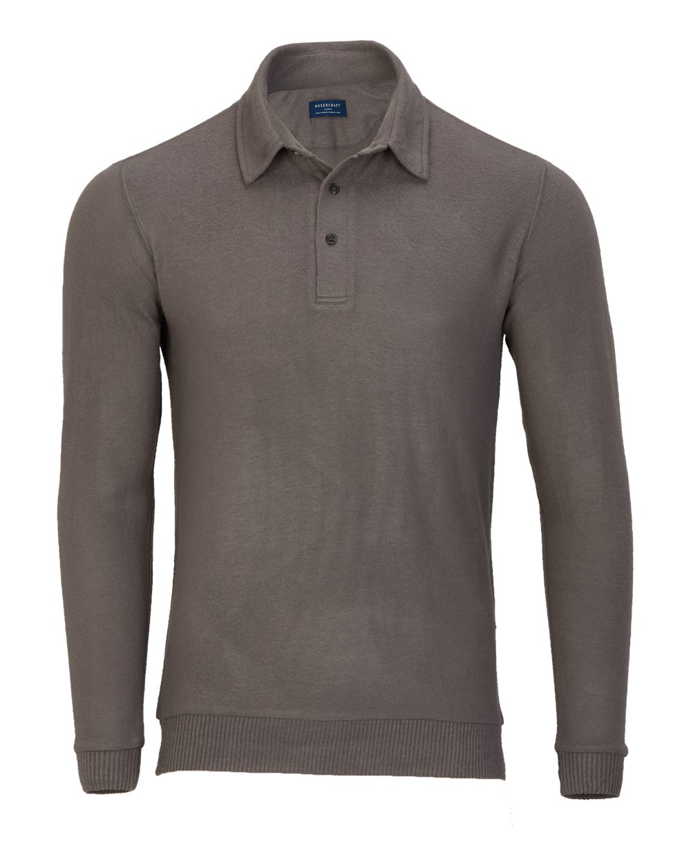 Front View of Meditation Grey Cuddle Sweater Polo - BM1101