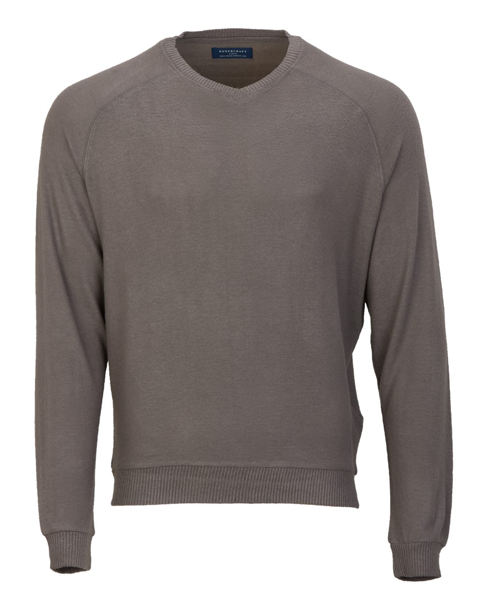 Front View of Meditation Grey Cuddle V-Neck Sweater - BM1201