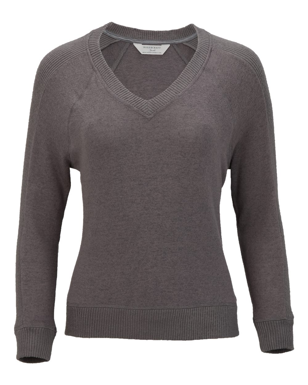 Front View of Meditation Grey Women's Cuddle V-Neck Pullover - BW1201