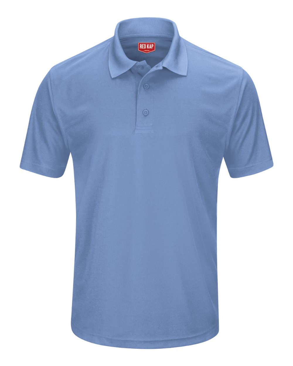 Front View of Medium Blue Short Sleeve Performance Knit Pocketless Core Polo - SK96