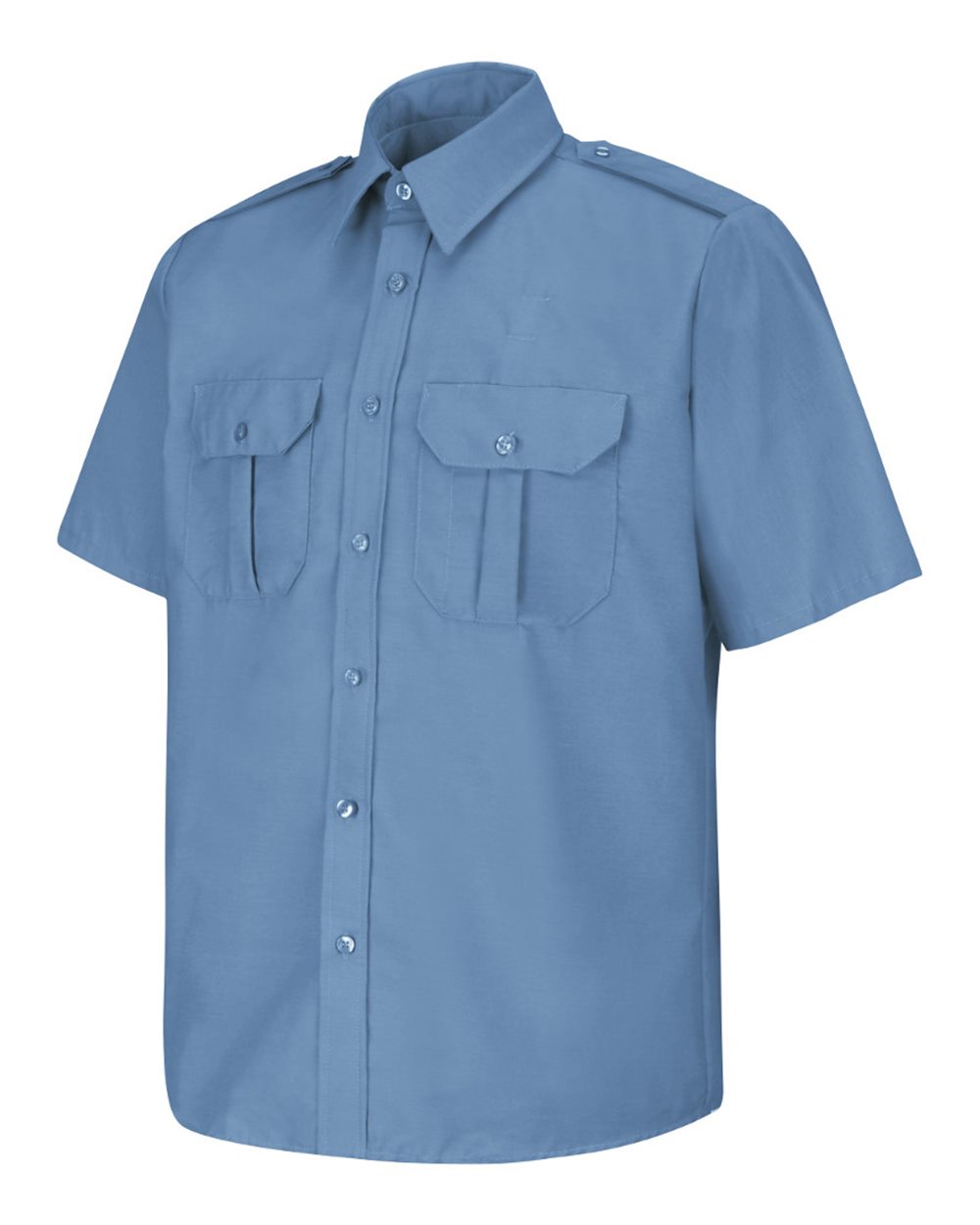 Front View of Medium Blue Short Sleeve Security Shirt - SP66
