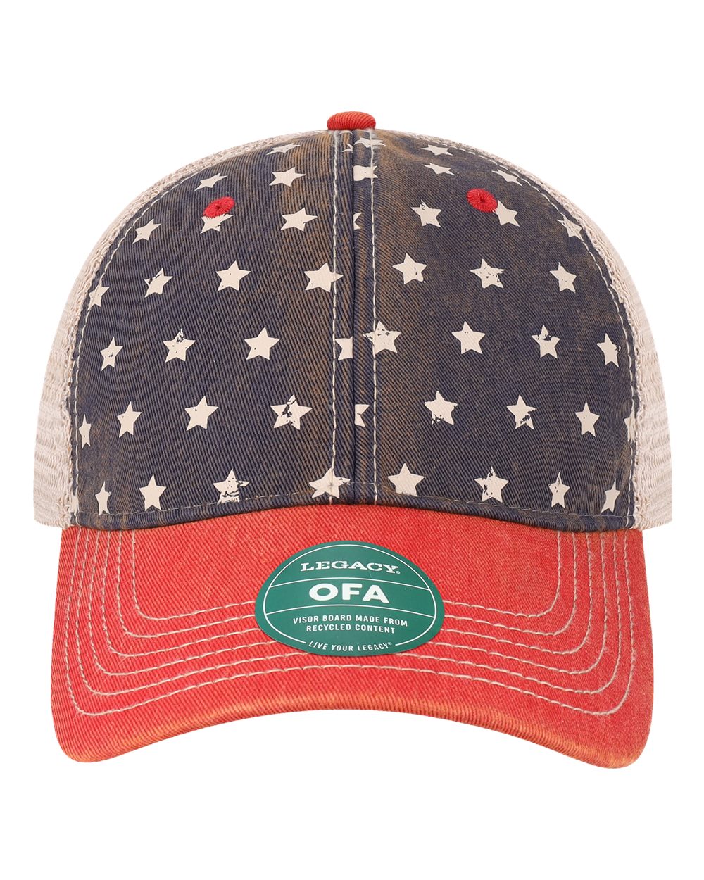 Front View of Merica/ Khaki Old Favorite Trucker Cap - OFA