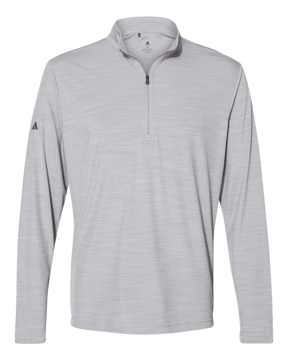 Front View of Mid Grey Melange Lightweight Mélange Quarter-Zip Pullover - A475