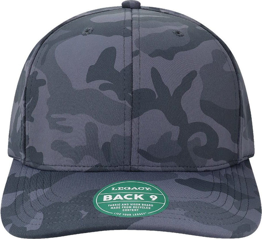 Front View of Midnight Camo Back Nine Cap - B9A