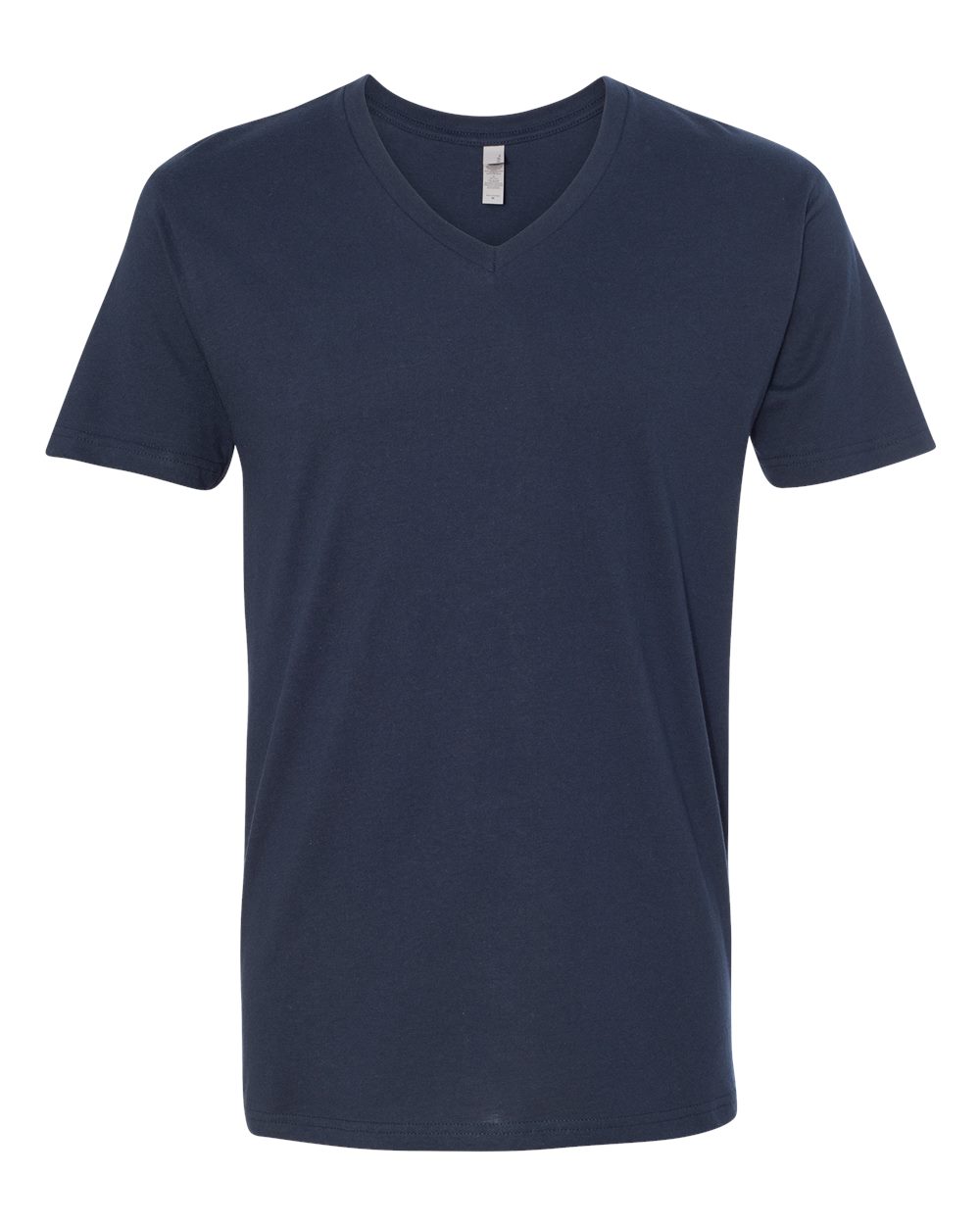 Front View of Midnight Navy Cotton V-Neck T-Shirt - 3200