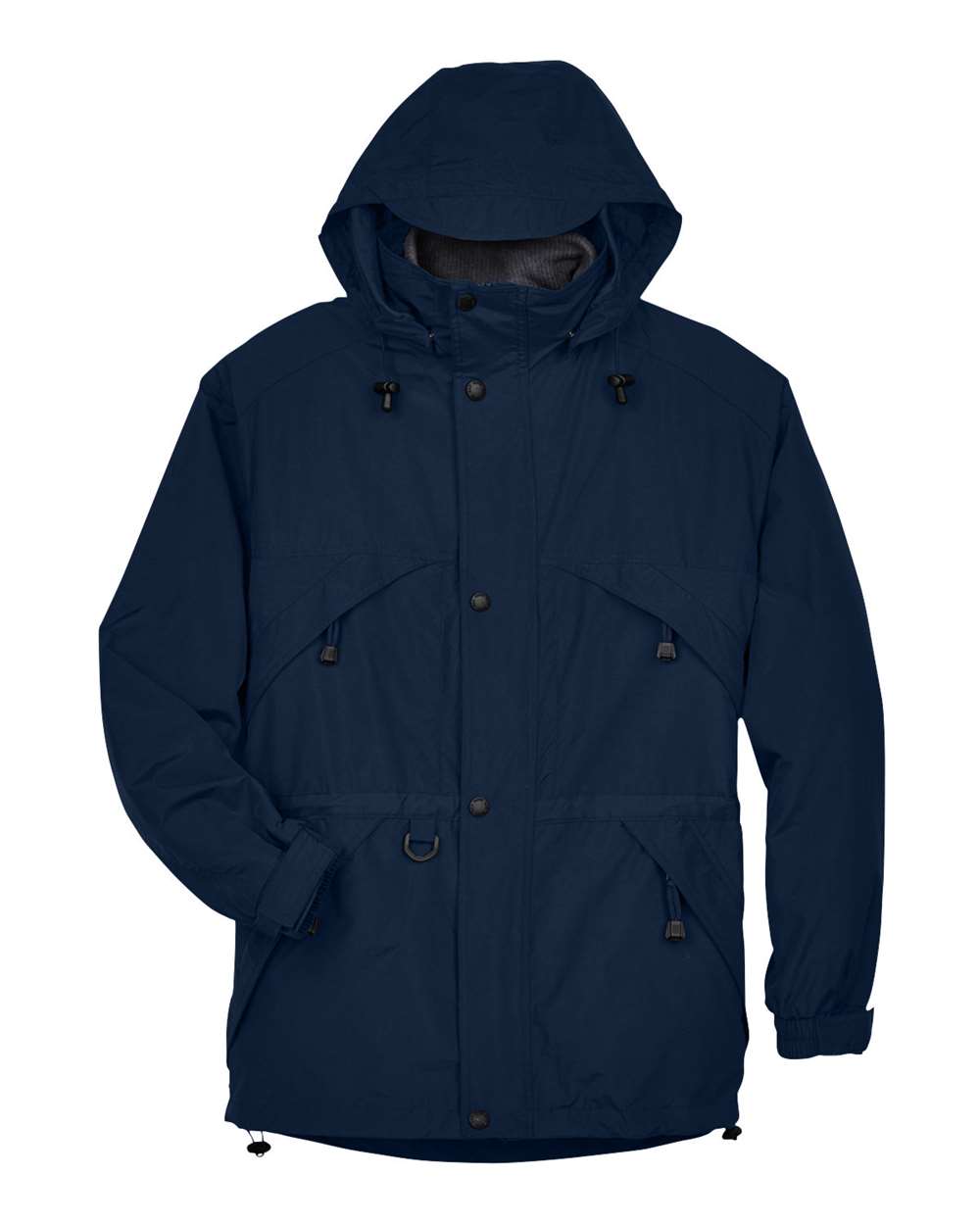 Front View of Midnight Navy Men&#39;s 3-in-1 Parka with Dobby Trim - 88007
