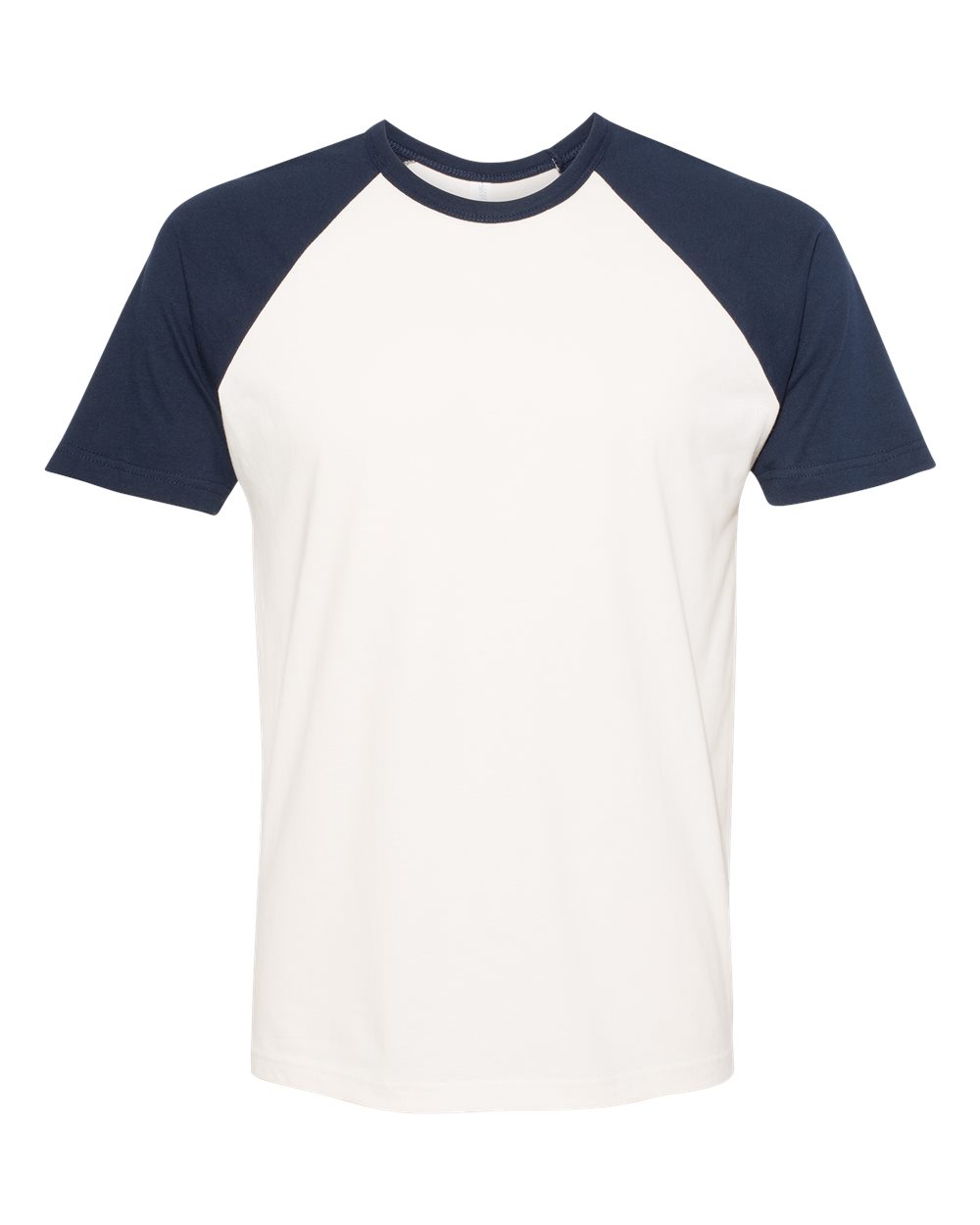 Front View of Midnight Navy/ Natural Cotton Raglan T-Shirt - 3650